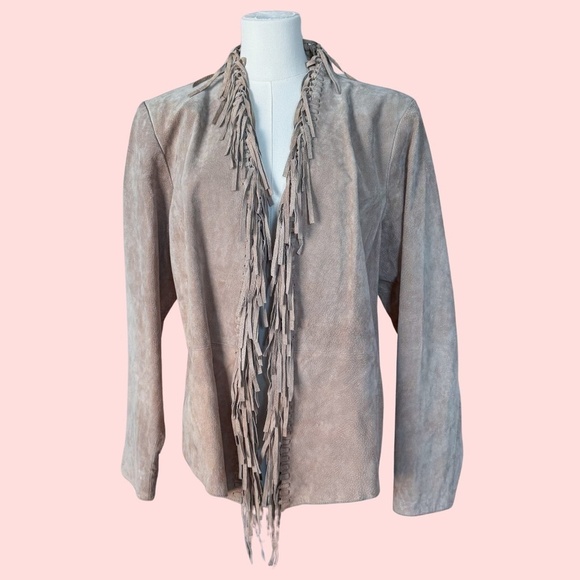 Dialogue Jackets & Blazers - Vintage Suede Fringe Genuine Leather Jacket MACHINE WASHABLE Size Large